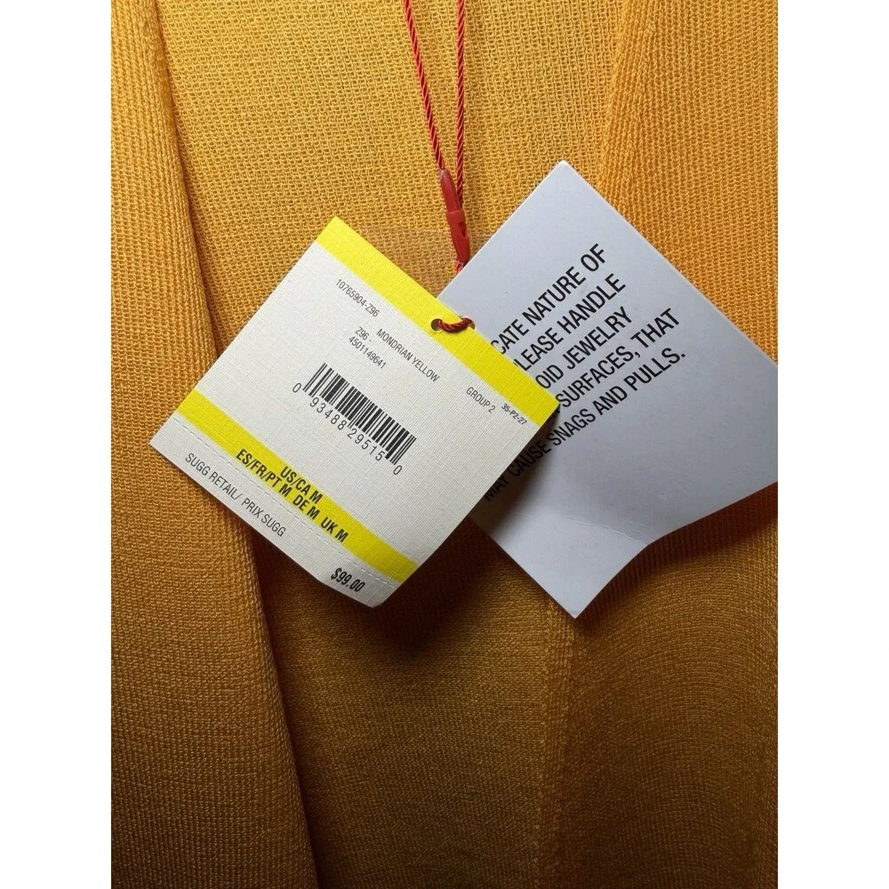 NWT Ann Klein SZ M Yellow‎ Lightweight Spring Luxe Open Long Cardigan Duster $99